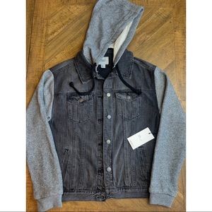 Forever 21 Black/Gray Hooded Denim Jacket